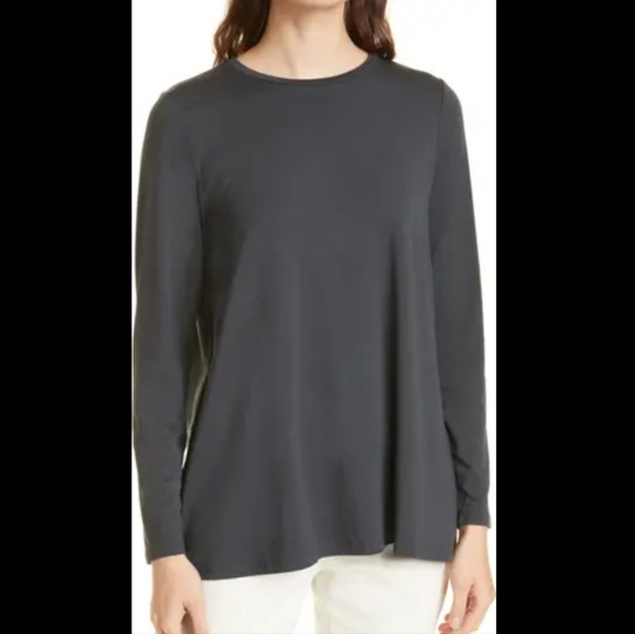 Eileen Fisher Tops - 100% Silk Vintage Eileen Fisher Black Tunic Top Sz M Oversize Boxy